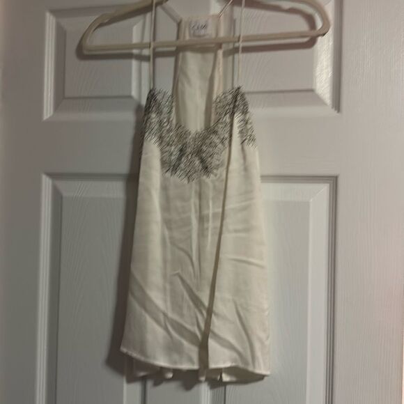 White Silk Black Lined Cami NYC Tank - Size Small - Like New - Tank - Picture 1 of 3